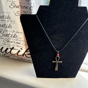 Gold Ankh Pendant Necklace Red Jasper Handmade with Love ☮️❤️🔆